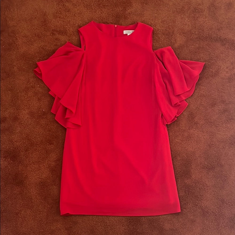 Elegant Red Cold Shoulder Dress